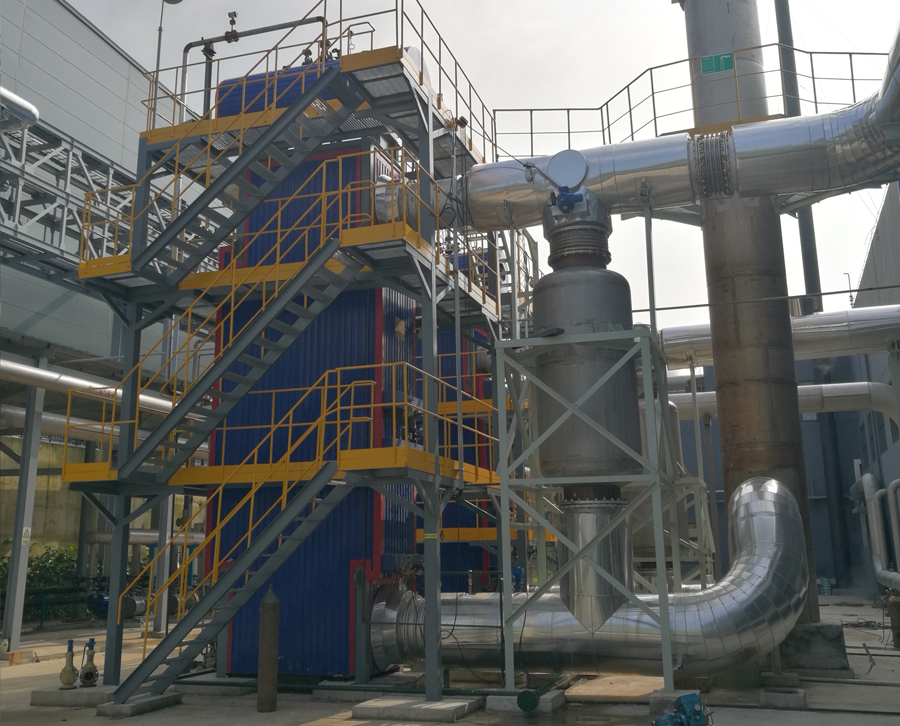 3000kW /4000kW多臺沼氣發電機組共用1臺余熱鍋爐項目現場